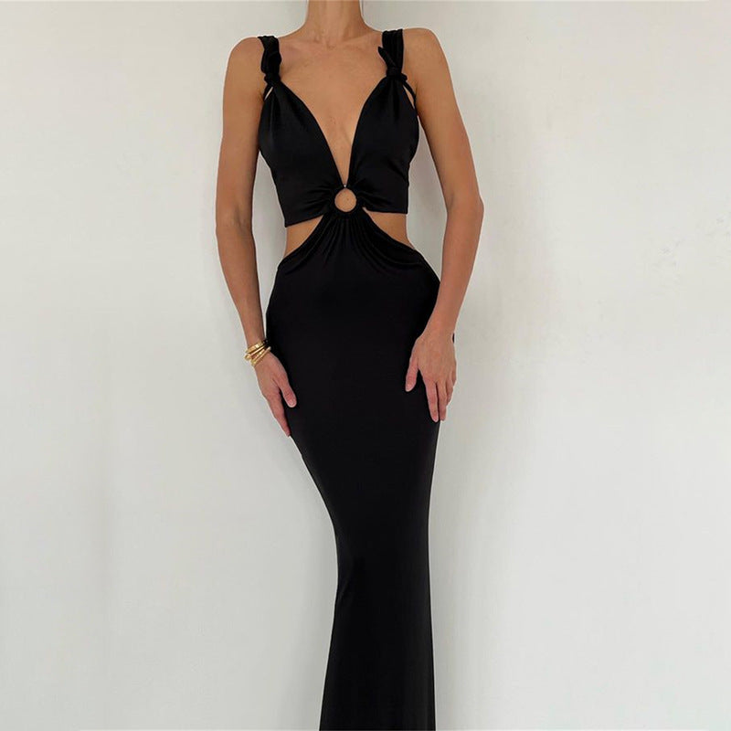 Sexy Langkleid für Damen mit Neckholder und Rückenausschnitt